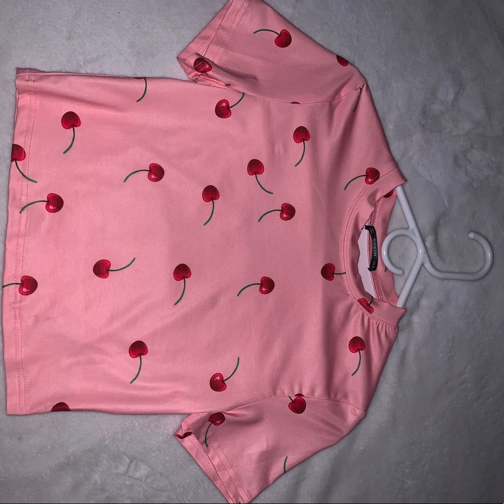 SHEIN pink cherry shirt
